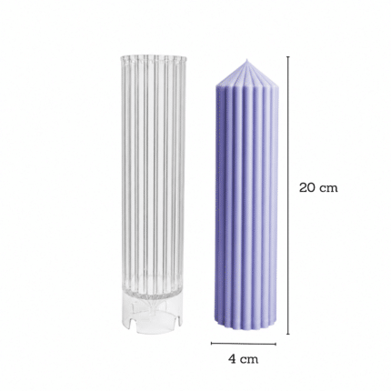 Plastikinė forma rifliuotai cilindrinei žvakei 20 × 4 cm