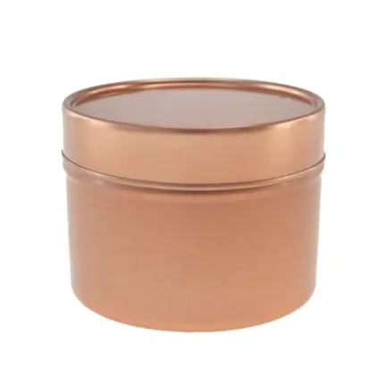 Besiūliai Rose Gold metaliniai indeliai su dangteliu žvakėms 100 ml
