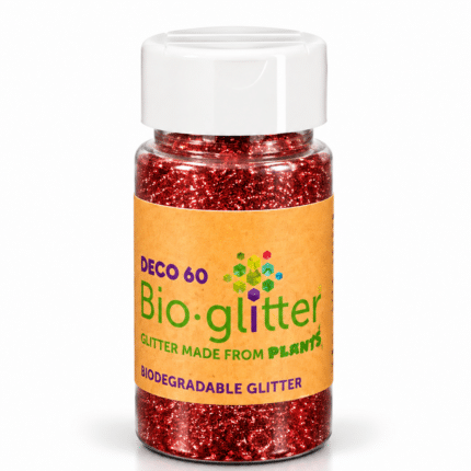 DECO 60 Bioglitter® SPARKLE – biologiškai skaidūs blizgučiai, RED 50 g